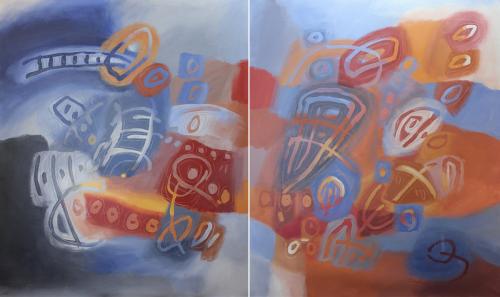 Ancestors I, diptych by Jacqueline Unanue